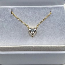 14K Yellow Gold Plated 2 Ct Heart Cut White Moissanite Women's Fancy Pendant