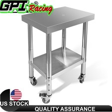 24" x 18" x 34" Stainless Steel Work Table Commercial Prep Table W/ 4 Casters