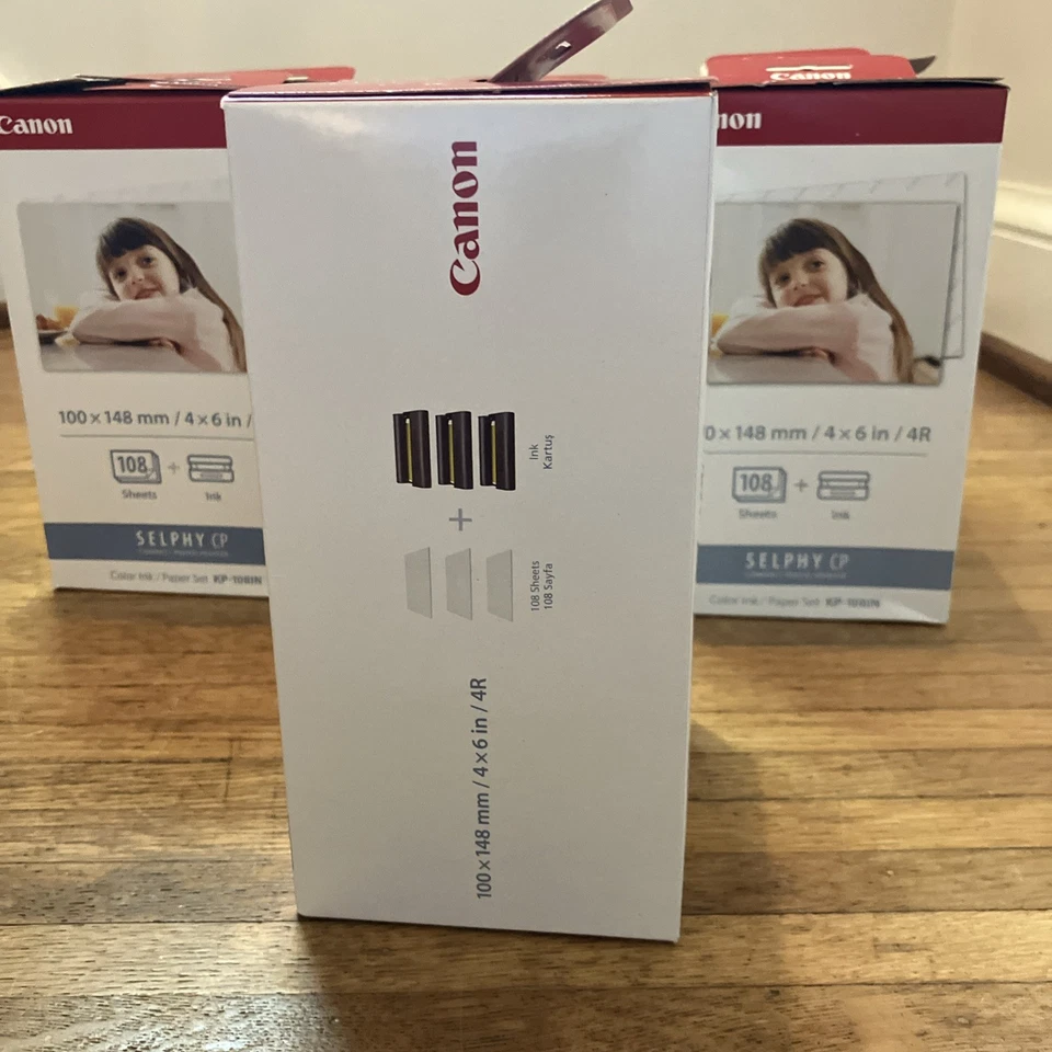 Papel Canon KP-108IN Selphy CP 4x6" 108 hojas y 3 cartuchos de tinta 6 cajas (5 nuevas) Foto 3 de 4