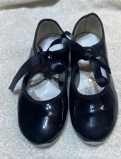 Gently Used Danshuz Little Girls Black Tap Dance Shoes, Size 8.5 M