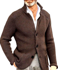 HERREN WINTER STRICKJACKE STRICKJACKE MANTEL BRAUN GR XL NEU