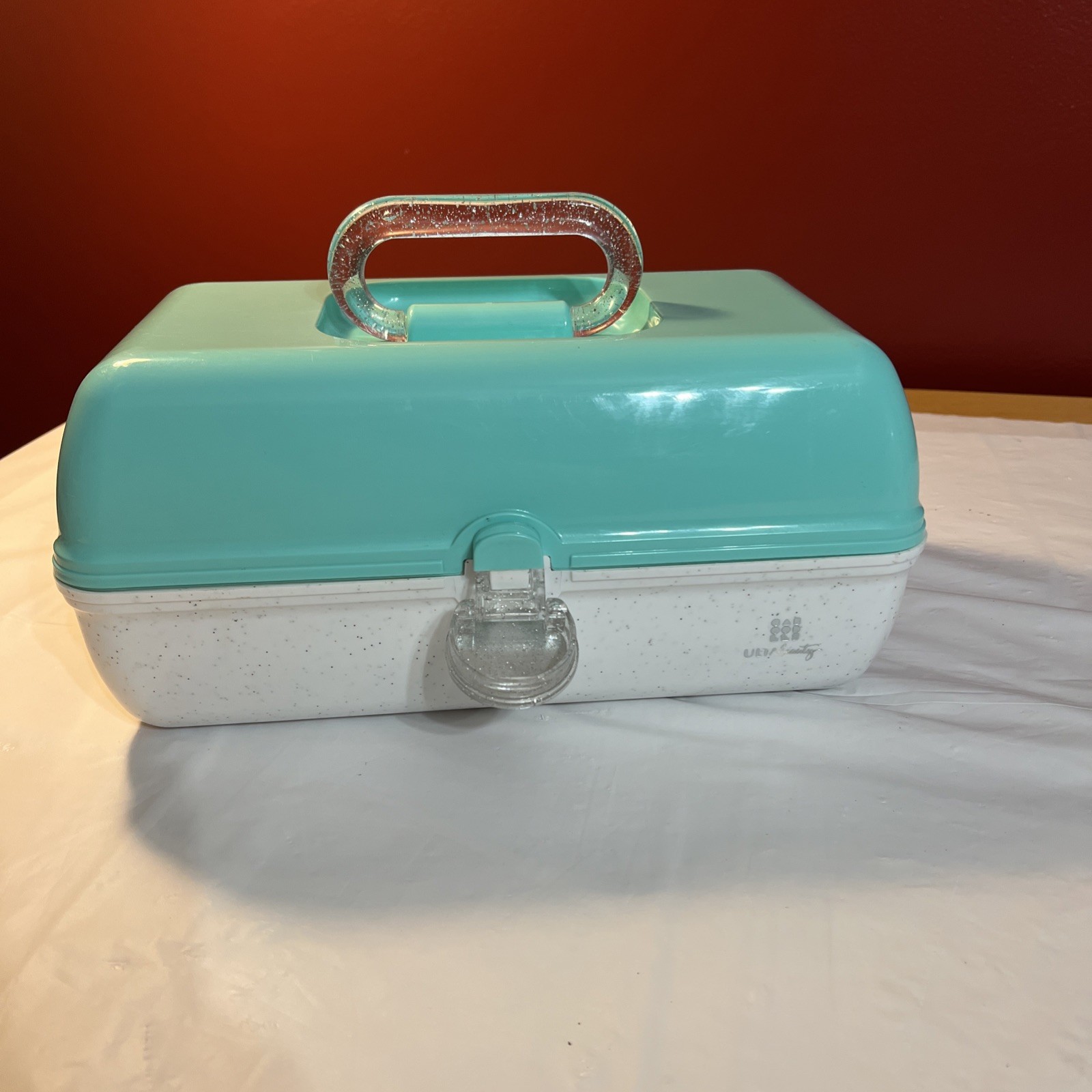 Caboodles Glitter Aqua White Makeup Storage Case with Mirror - Ulta Beauty Edition