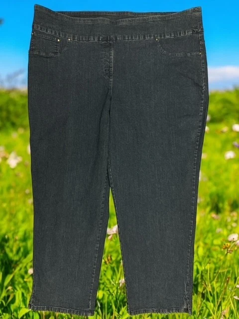 Ruby Rd 24W Jeans Core Essentials Split Hem Blue Slimming Waist Denim Ankle Pant - Image 2 of 4