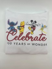 Disney 100 "Celebrating 100 Years Of Wonder " Junior Hoodie Sz L 11-13 White