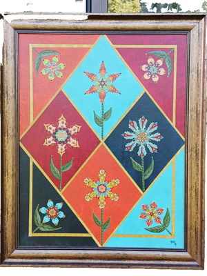 #ad Vintage Oil Painting Abstract quot;Harlequin Gardenquot; by Pam Davidson Studio 1990#x27;s $154.00