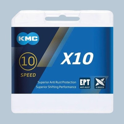KMC X10 EPT 10-fach Fahrradkette Rostresistente Kette mit 126 Gliedern