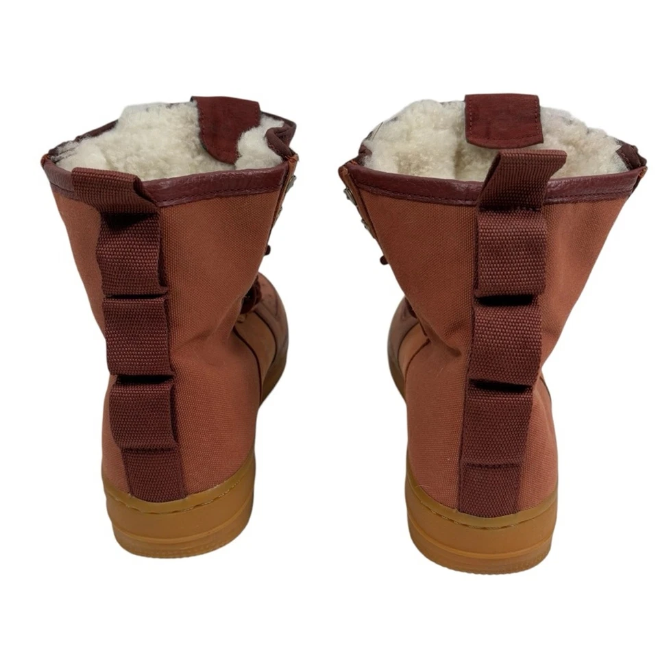 Nike SF Air Force 1 Premium Dark Russet High Top Sneakers with Shearling Lining - Image 3 of 4