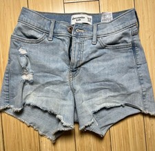 Abercrombie Kids Cut Off Jean Shorts Distressed Size 11-12 Denim Blue