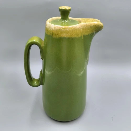 Hull Pottery Avocado Green Drip Glaze Coffee Pot Pitcher Carafe MCM 1960s