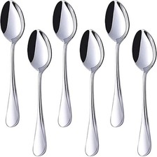 6 Piece Table Spoons Set Stainless Steel Dinner Tablespoons Soup Flatware YS