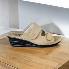 SL Design Comfortable Pure Leather Doctor Sole Slippers for Women size 8.5 Beige