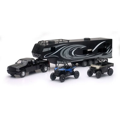 New Ray Toys Pick Up Truck & Toy Hauler With Polaris UTV Set 37046