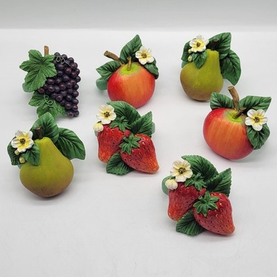 Rare Vintage Charter Club Summer Grove Plant Napkin Rings Grape Pear Strawberry