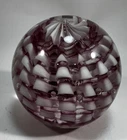 Murano Art Glass  Controlled Bubbles Paperweight White Pink  Polished Base