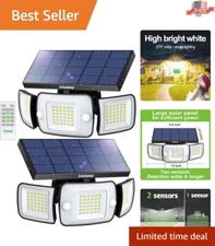Solar Security Lights 108 LED Lights Outdoor Wide-Angle Illumination 6000mAh