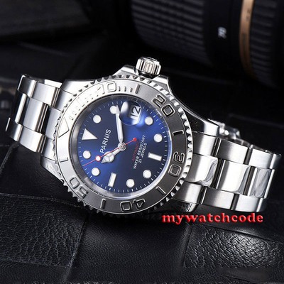 41mm PARNIS blue dial Ceramic bezel 21 