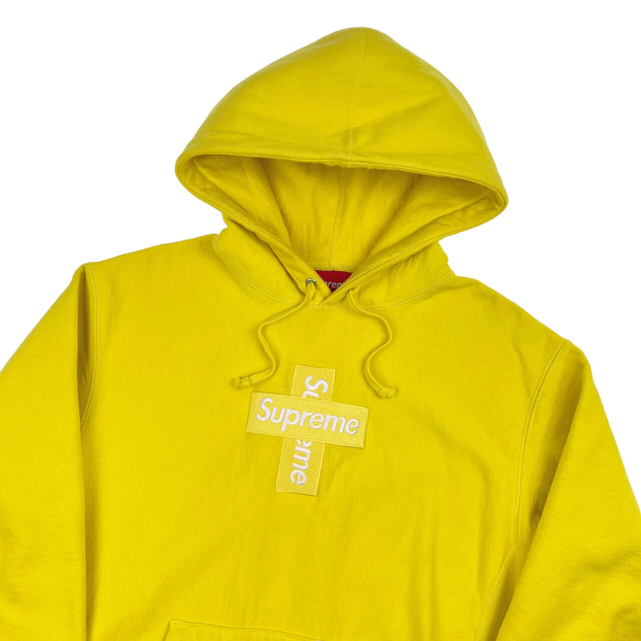 Sweat à capuche logo boîte croix jaune suprême