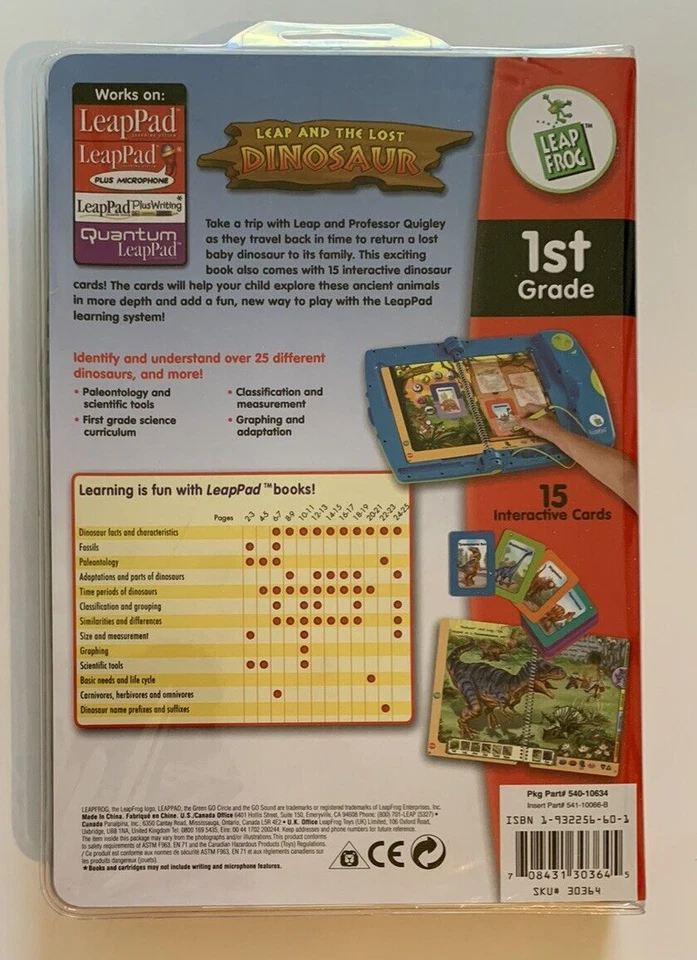 Leapfrog LeapPad Leap And The Lost DINOSAUR 1st Grade SCIENCE Book Cartridge New - Image 4 of 4