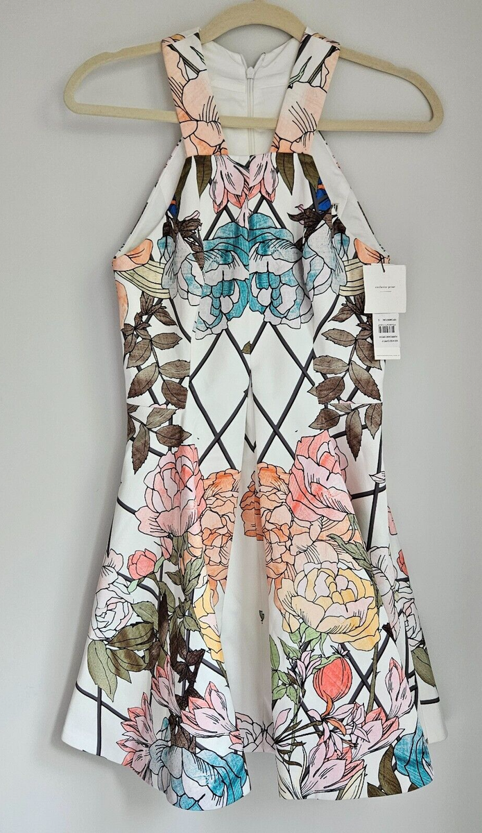 Keepsake The Label Hurricane Mini Dress, Ivory Diamond Floral