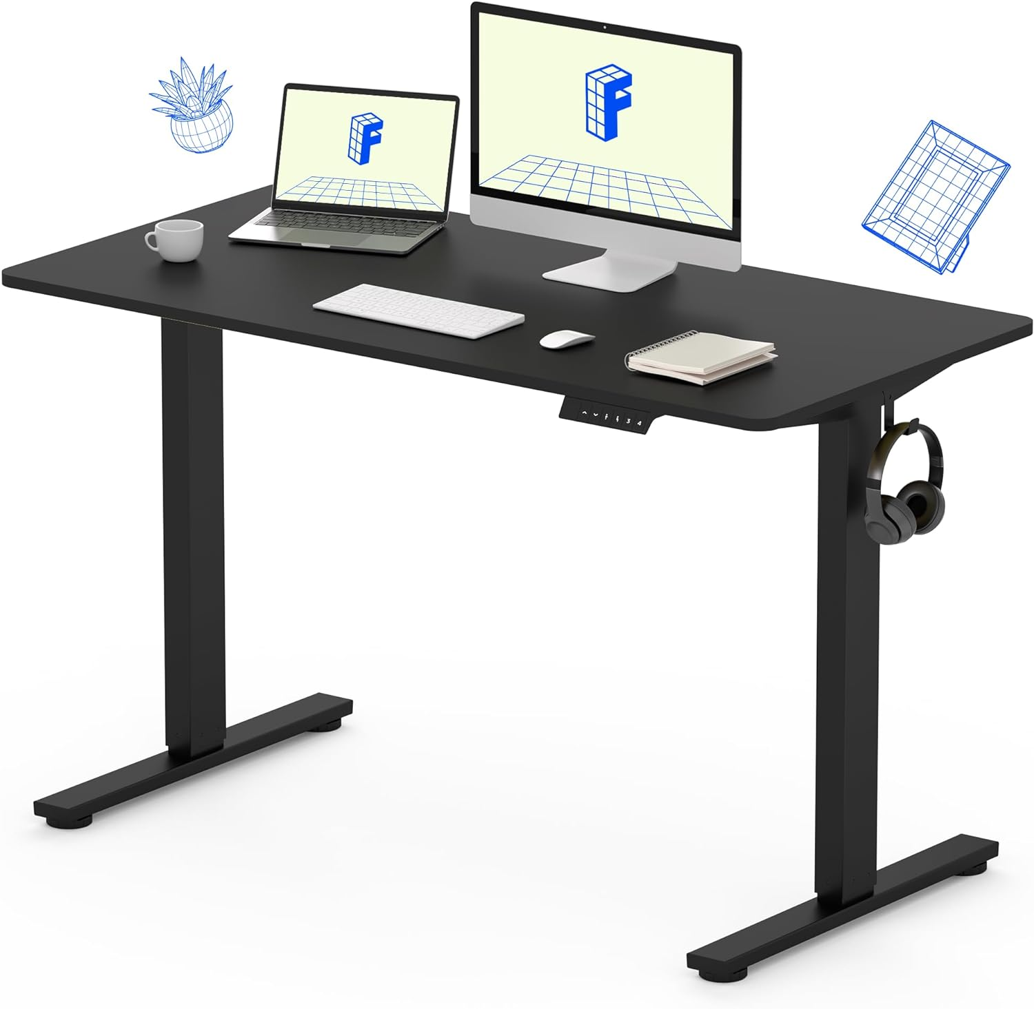 EN1 Whole-Piece Standing Desk 48 x 24 Inches Electric Height Adjustable Desk Sit-image