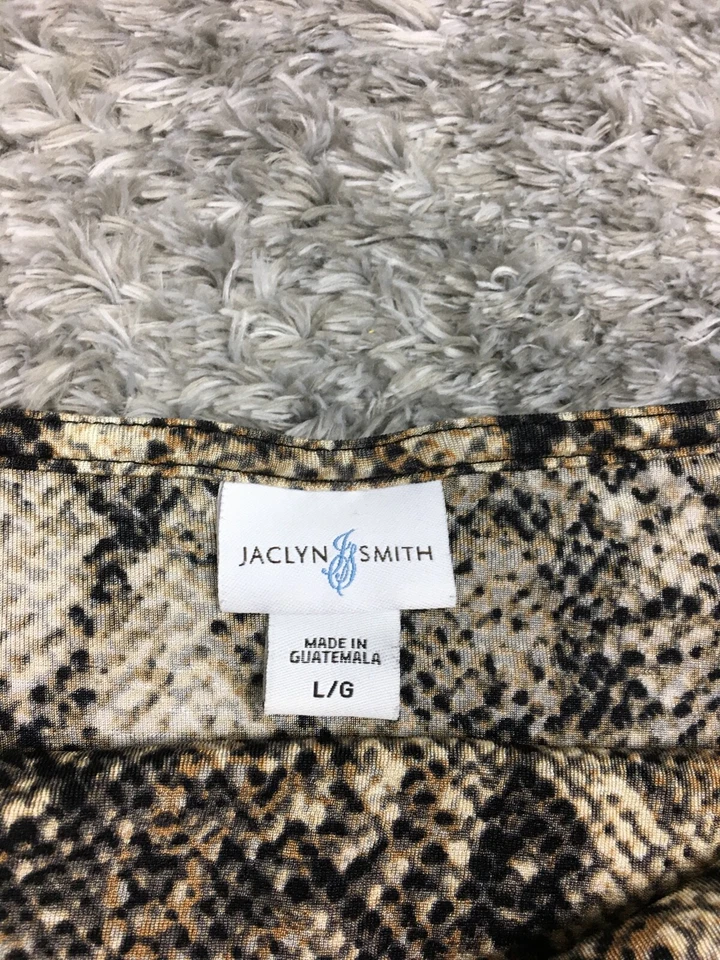 Blusa Top Jaclyn Smith Talla Grande Suave Marrón Beige Patrón Elástico Foto 4 de 4