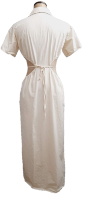 SHEIN Womens Summer Dress Size S Maxi Cream button 100% cotton lightweight  Woven