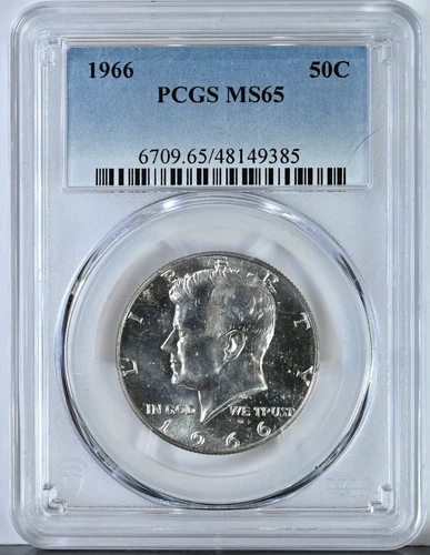 1966 KENNEDY Half Dollar MS65 PCGS Graded 6709 WHITE 40% Silver Coin