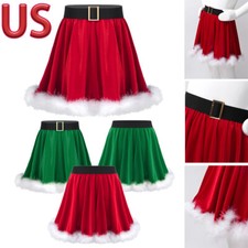 Girl Christmas Skirt Santa Claus Cosplay Costume Dance Tutu Skirts with Belt