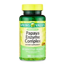 Spring Valley Papaya Enzyme Complex Chewable Tablets Dietary Supplement, 180 Cou