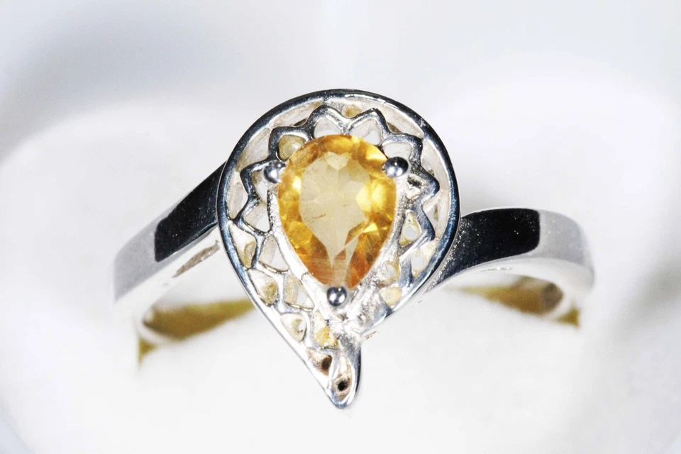 --- Bague en Argent 925/1000ème et Citrine - Réf.1000411.31-55 --B7 - Photo 1/1