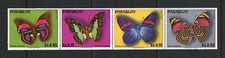 H144  Paraguay 1976   butterflies  FOLDED STRIP OF 8   MNH