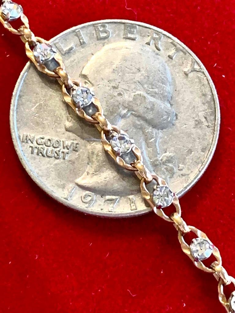 Krementz Gold Tone & Rhinestone Decorated Tennis Bracelet 6 Krementz Gold Tone & Rhinestone Decorated Tennis Bracelet 6