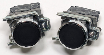 Lot of 2 Schneider Black Momentary Push Button Assembly ZBE-101 Contact Block