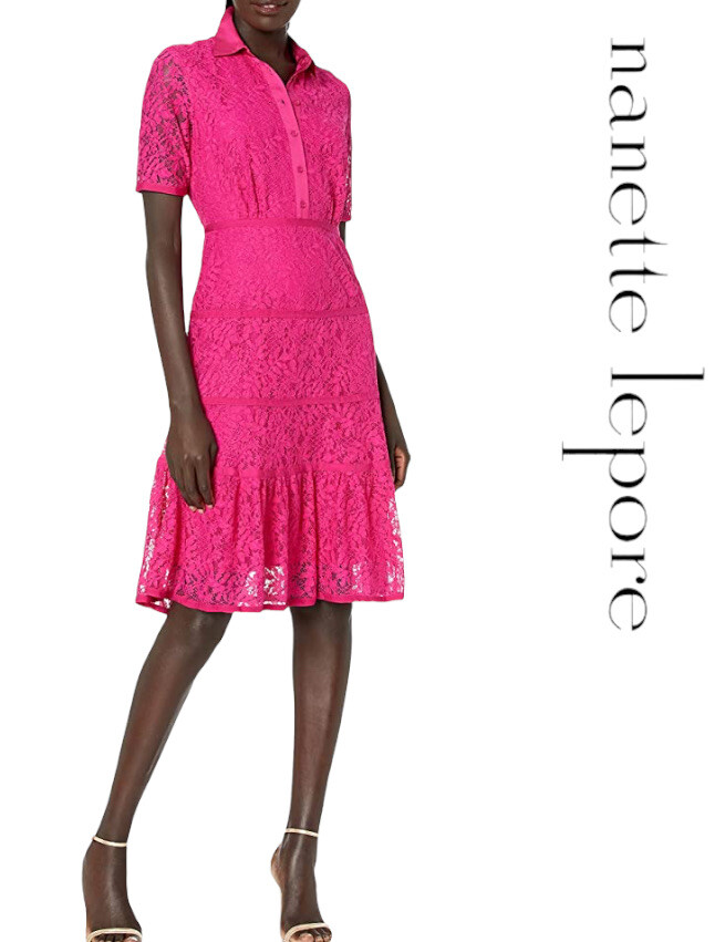 NANETTE LEPORE Lace Collared Button Down Dress sz 8 NWT | eBay
