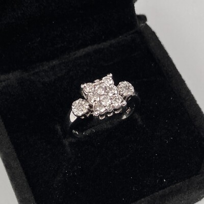 EFFY 14k Diamond Cluster White Gold Ring Size 5.25