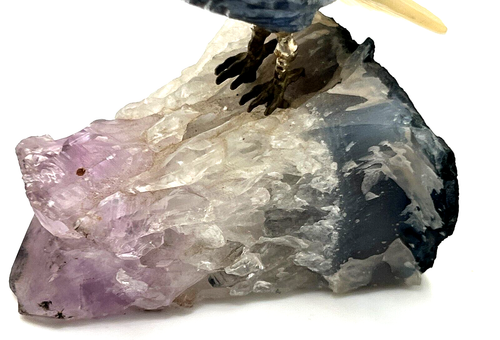 Vintage Amethyst Sodalite Crystal Hand Carved Natural Gemstone Tropical Bird - Picture 5 of 7