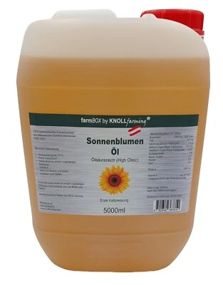 KNOLLFARMING farmBOX Olio di Girasole High Oleic 5L 5000ml Spremuto a Freddo Qualità dall'Austria