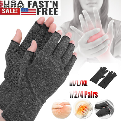 #ad 1 2 4 Pairs Thick Pressure Gloves Half Finger Outdoor Training Fitness Relief $10.35