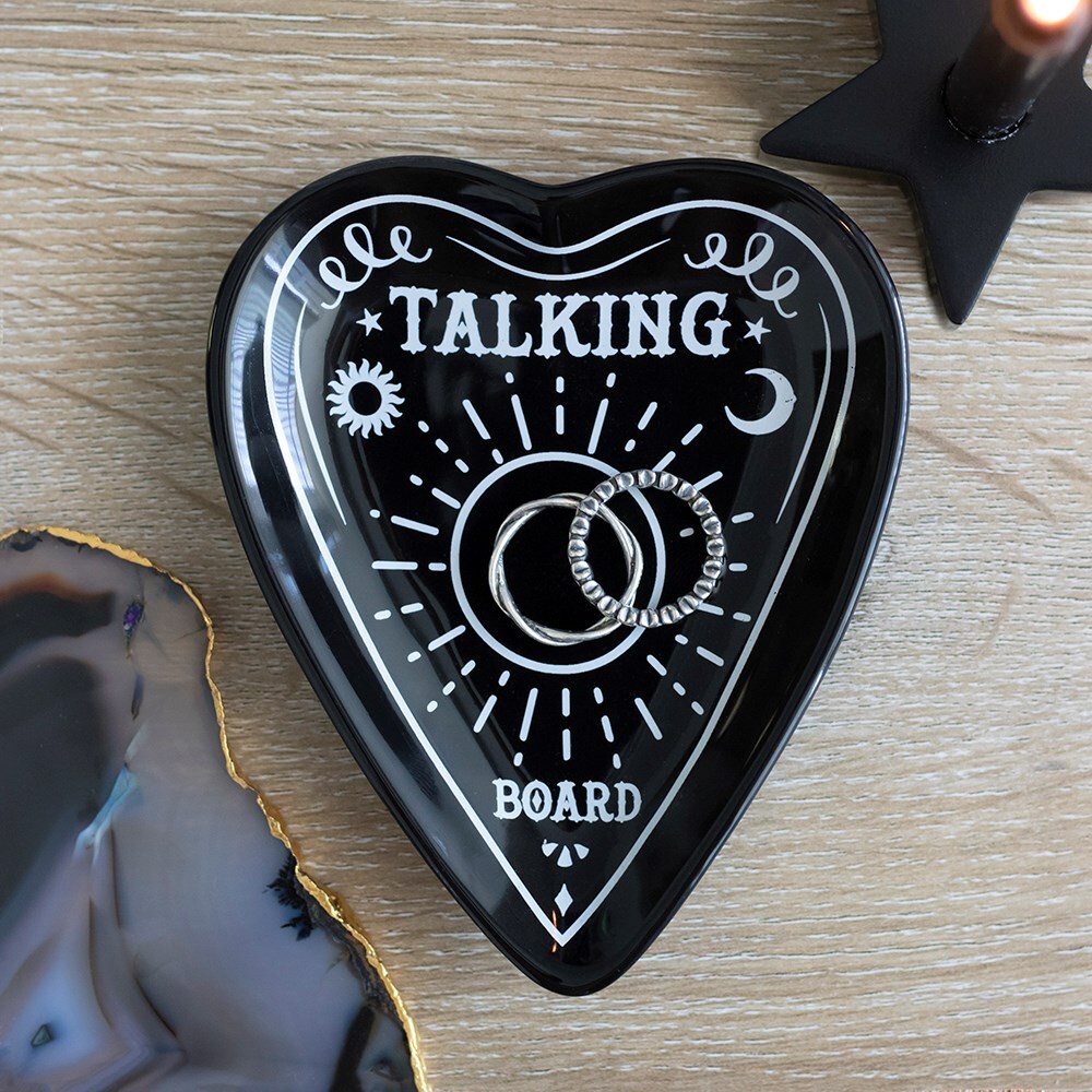 Talking Spirit Board Ouija Planchette Trinket Dish, Gothic Jewellery Holder Gift