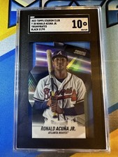 2022 Topps Stadium Club Triumvirates Black #T-30 Ronald Acuna Jr. /99 SGC 10
