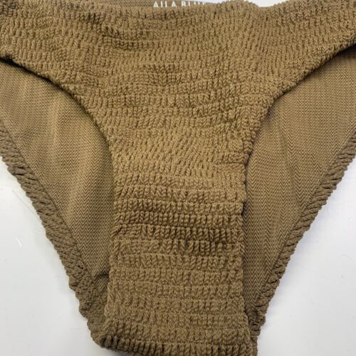 Free People Textured Bikini Bottom Aila Blue Vicki, Size L, Olive Green - Picture 3 of 11