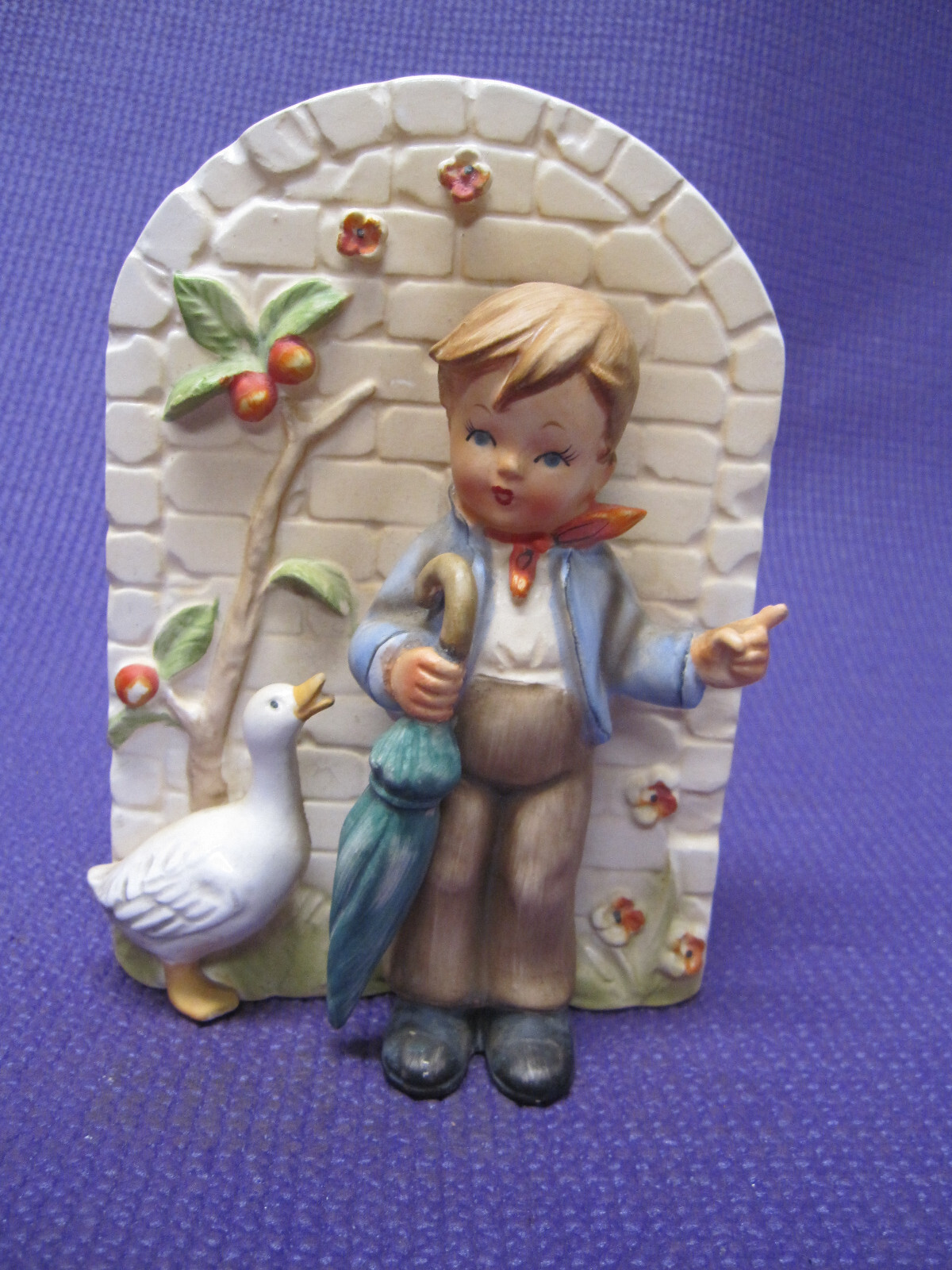 Vintage Erich Stauffer Porcelain Figurine, Boy With Umbrella