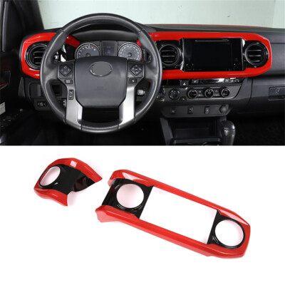Red /Black ABS Central Control Dashboard Panel Cover For Toyota Tacoma 2016-2023