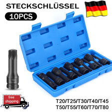 TORX Nuss Satz T20-T80 &ndash; 10x Schlagschrauber N&uuml;sse 1/2&Prime; Kraft Steckschl&uuml;ssel