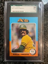 1975 Topps Baseball Card # 21 Rollie Fingers SGC 9 MINT