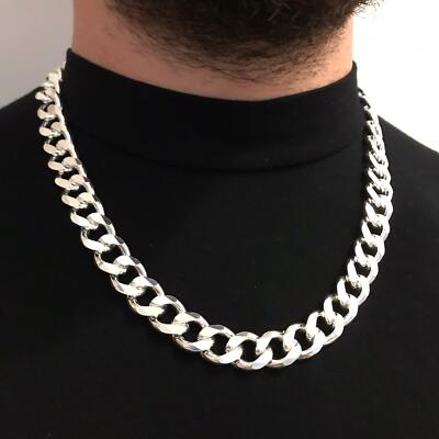 chain silver necklace mens cuban sterling curb inch