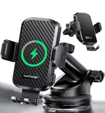 Wireless Car Charger with Phone Holder Mount, 15W Fast Charging Auto