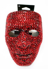 Red Rhinestone Bling Blank Adult Face Mask Costume Accessory NEW
