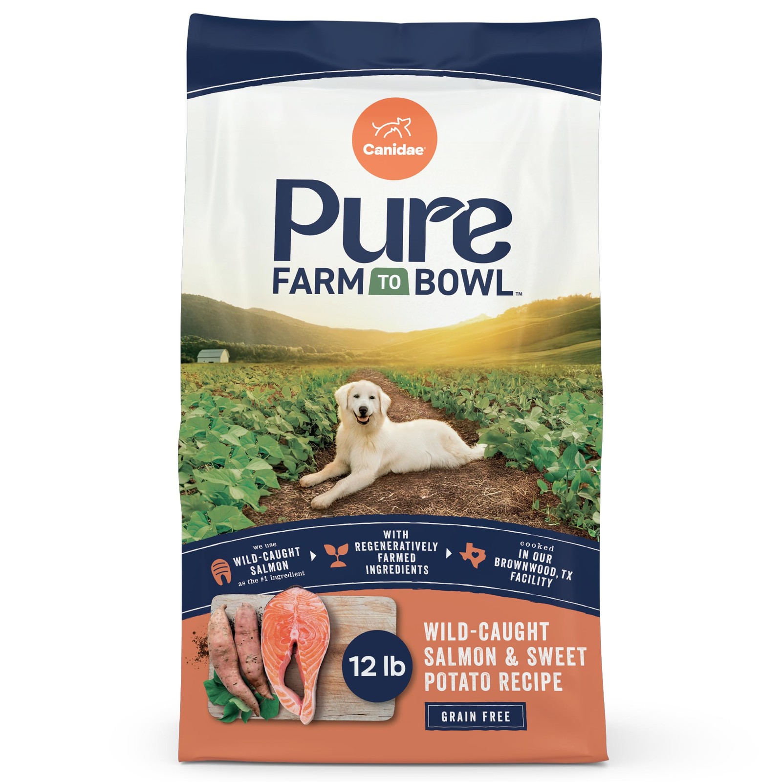 Canidae Pure Farm to Bowl, Grain-Free, Wild-Caught Salmon  Sweet Potato Dog