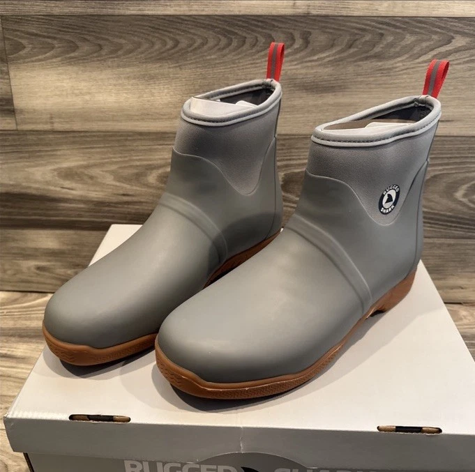 RUGGED SHARK Men's Sz 12m Mid Height Fishing Deck Rain Boot Waterproof NIB